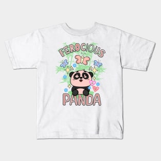 Panda For Kids Ferocious Sweet Panda Japanese Style Bamboos Kids T-Shirt